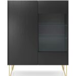 Witryna dwudrzwiowa ROSE 97 cm przeszklona czarny, marmur black royal