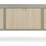 Szafka RTV trzydrzwiowa FORI 158 cm jodełka scandi, eukaliptus