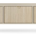 Szafka RTV trzydrzwiowa FORI 158 cm jodełka scandi, beż piaskowy