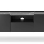 Szafka RTV dwudrzwiowa ROSE 144 cm z dwiema szufladami czarny, marmur black royal