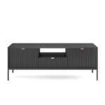 Szafka RTV dwudrzwiowa ORT 154 cm z szufladą ryflowany front czarny