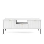 Szafka RTV dwudrzwiowa ORT 154 cm z szufladą ryflowany front biały