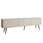 Szafka RTV trzydrzwiowa CARO 175 cm ryflowany front beż