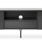 Szafka RTV dwudrzwiowa ROYAL 180 cm z szufladą frezowany front czarny