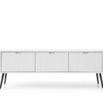 Szafka RTV trzydrzwiowa ALURE 168 cm ryflowany front biały