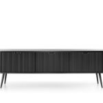 Szafka RTV trzydrzwiowa ALURE 168 cm ryflowany front czarny