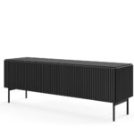 Szafka RTV trzydrzwiowa LARTE 147 cm ryflowany front czarny