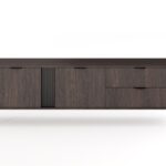 Szafka RTV dwudrzwiowa NUBE 195 cm z dwiema szufladami dąb dunin, czarny