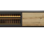 Szafka RTV dwudrzwiowa NONNA 149 cm przeszklona z LED czarny/dąb evoke