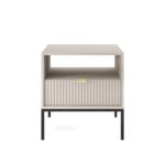 Stolik nocny ORT 56 cm z szufladą ryflowany front kaszmir