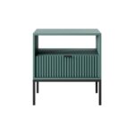 Stolik nocny ORT 56 cm z szufladą ryflowany front zielony