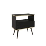 Stolik nocny CARO 54 cm z szufladą ryflowany front czarny