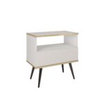 Stolik nocny CARO 54 cm z szufladą ryflowany front biały