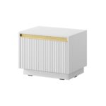 Stolik nocny ALDO 53cm z szufladą ryflowany front biały