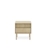 Stolik nocny FERRO z dwiema szufladami 53 cm ryflowany front dąb cremona