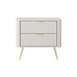 Stolik nocny dwudrzwiowy NEST 63 cm ryflowany front beż