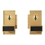 Zestaw dwóch stolików nocnych LILLY z szufladą 48 cm LED dąb baltic, ryflowany front czarna