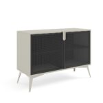 Komoda dwudrzwiowa RAVI 120 cm front ze stalowej siatki i złotymi detalami, kaszmir