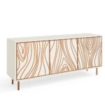 Komoda trzydrzwiowa ALTORE 164 cm z frontami zdobionymi brązowym wzorem, kaszmir