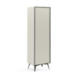 Witryna MEDU 200 cm przeszklona z drewnianymi frontami i metalowymi nogami, kaszmir