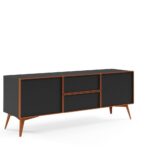 Szafka RTV trzydrzwiowa MEDU 161 cm metalowe okucia, czarny