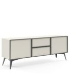 Szafka RTV trzydrzwiowa MEDU 161 cm metalowe okucia, kaszmir