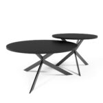 Zestaw stolików kawowych PIANO ø75 + ø58 cm loft, okrągłe blaty