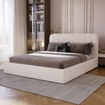 Łóżko tapicerowane ZONA 120x200 z pojemnikiem, przeszycia pionowe