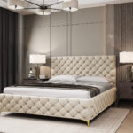 Łóżko tapicerowane VERA 140x200 z pojemnikiem, pikowanie karo