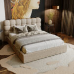 Łóżko tapicerowane TIRA 160x200 z pojemnikiem, pikowanie kostkowe