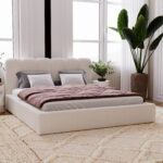 Łóżko tapicerowane AZURE 160x200 z pojemnikiem, przeszycia pionowe