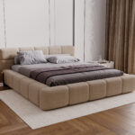 Łóżko tapicerowane RIMA 140x200 z pojemnikiem, przeszycia pionowe i poziome