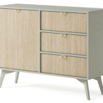 Komoda jednodrzwiowa FORI z trzema szufladami 106 cm eukaliptus