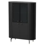 Witryna czterodrzwiowa VORIS A 112 cm przeszklona LED zaokrąglone boki czarny