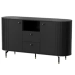 Komoda dwudrzwiowa VORIS B 150 cm z dwiema szufladami zaokrąglone boki czarny