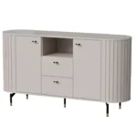 Komoda dwudrzwiowa VORIS B 150 cm z dwiema szufladami zaokrąglone boki kaszmir